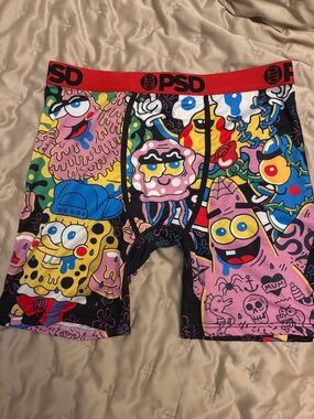 PSD SpongeBob Cartoon Boxer Briefs - Red, Yellow, Blue, Pink, Black